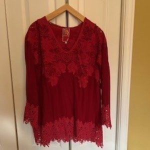 Johnny Was Red Tunic with Lace